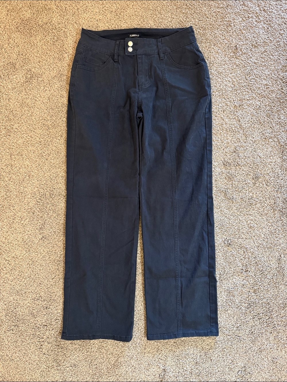 Navy Wide-Leg Pants